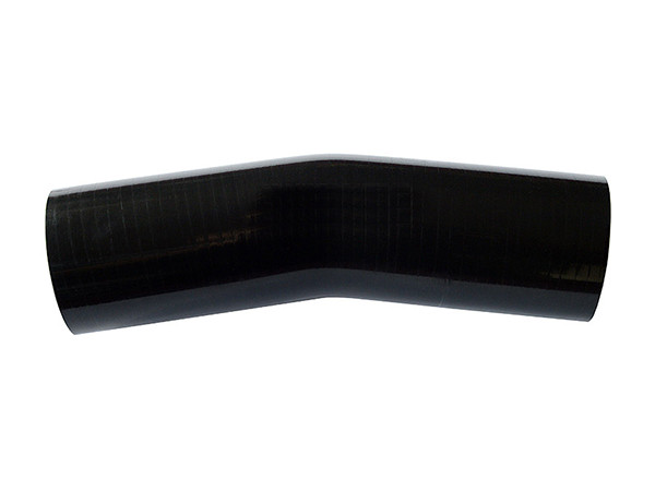 A black 15° elbow silicone hose on the white background