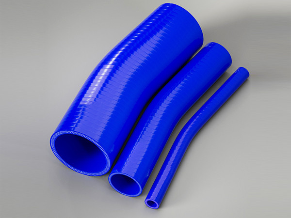 3 blue 15° elbow silicone hoses in different sizes