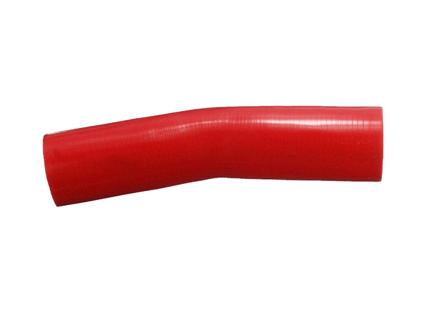 A red 15° elbow silicone hose on the white background