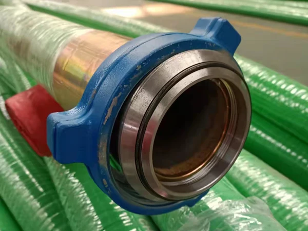 A green acid and alkali resistant rubber hose with a quick disconnect fitting
