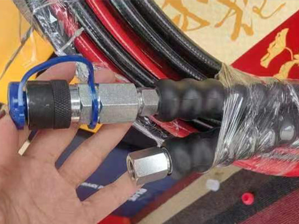 Double union ultra high pressure nylon resin hose with black fittings