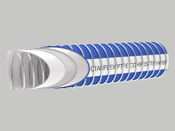 A cross-section display of a flexible chemicals composite hose