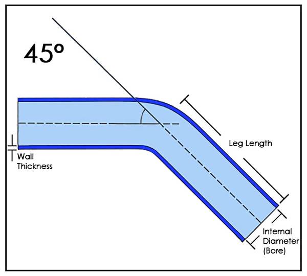 45° Silicone Hose Data