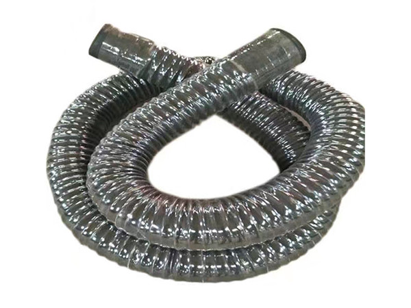 A small diameter rubber flexible air duct hose coiled up