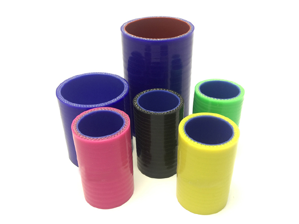 Front view of straight silicone coupling hoses on the white background